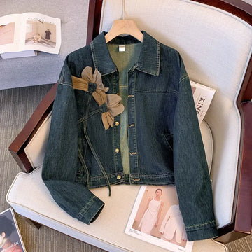 Vintage Denim Coat Women 2025 New Spring And Autumn Fashion Short Jeans Jacket Female Long Sleeve Loose Cowboy Outwear Tops T873