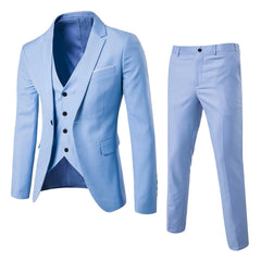 Men Slim Solid Blazers 3 Pieces Sets Wedding Elegant Jackets Formal Business Luxury Pants Coats Classic Dress Shirts