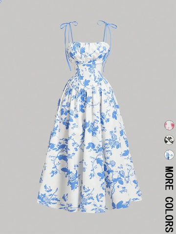 New Women's Print Spaghetti Strap Dress Summer Fashion Elegant Casual Office Party Casual Dresses For Women Robe Femme Vestidos
