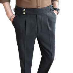 Men's High-end Linen Pants with Texture, Naples Design, Ankle-length Pants Slim Fit Men's Dress Pants 2024