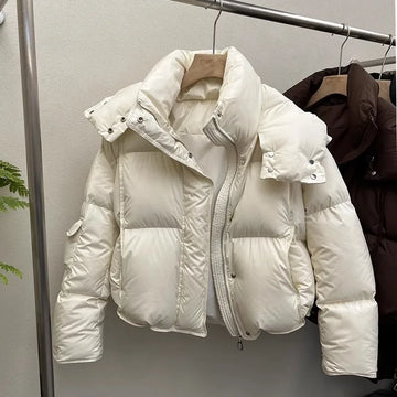 Winter Warm Thick Long Sleeve Over Size Hooded Short Parkas Female Loose Quilted Padded Coats Outwear Women Puffer Cotton Jacket