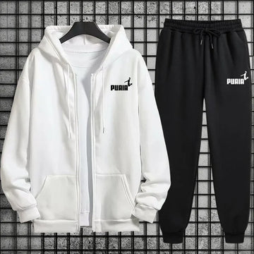 New in Women Tracksuit Trend Printing Hooded Sweatshirts Pants 2Pcs Set Casual Zipper Overcoat Suit Daily Clothing Autumn Winter