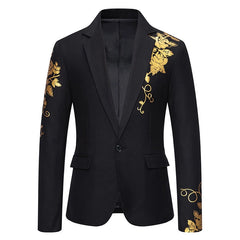 Men's One-button Suit New Fashion Printing Leisure Slim Suit Business Banquet Wedding Dress Suit Men's Blazer