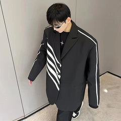 LUZHEN Casual Color Trendy Stripe Men's Contrast 2024 Design Blazer Coat High Quality Street Fashion Elegant Suit Jacket B60c0a