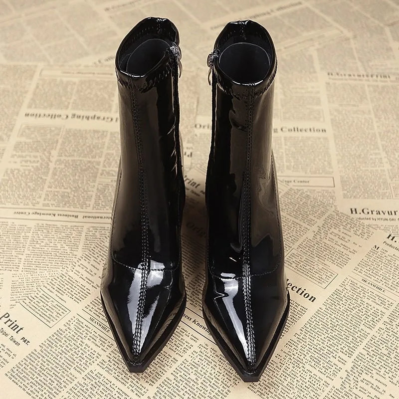 Temperament French Pointed Toe High Heels Autumn and Winter Korean Ankle Boots 2025 Autumn New High Fashion Skinny Booties