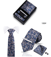 Tie For Men Tie Clips Set Silk Necktie Man Wedding Blouses Dress Cufflinks Gift Box Pocket Square Clip Business Skinny Gravetas