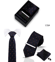 Tie For Men Tie Clips Set Silk Necktie Man Wedding Blouses Dress Cufflinks Gift Box Pocket Square Clip Business Skinny Gravetas