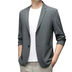 Men Blazer Solid Anti-Wrinkle Ultra Thin Suit Jacket Spring Autumn Breathable Stretch Casual Suit Plus Size Lightweight Blazers