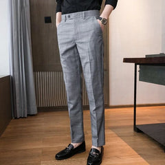 Slim Fit Social Man Suits Pants Tailoring Business Tressed Elastic Stretch Trousers for Men Dress Chinese Homme Summer 2024 Up