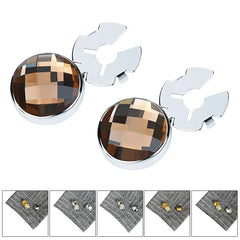 Non-French Shirt Rhinestone Cufflinks Geometric Round Snowflakes Small Brooches High-end Men Business Dress Wedding Accessories