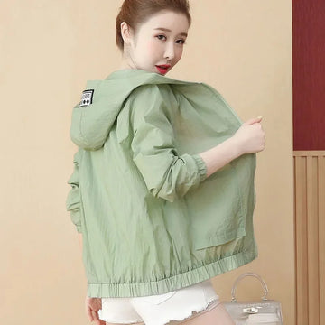 Women's Jacket 2025 Summer Hooded Sun Protection Clothing Causal Windbreaker Famale Thin Coats Loose Famale Outwears Lightweight
