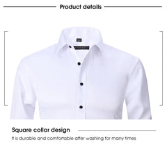 New High Quality 6XL Large Autumn/Winter Social Men's Shirt Long Sleeve Fashion No Iron Business Casual Pure White