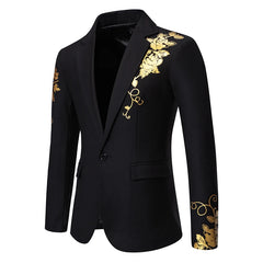 New Fashion Paisley Hot Stamping Print Mens Suit Coat Casual Business Wedding Slim Fit Suit Single Buckle Suit Party Coat Office