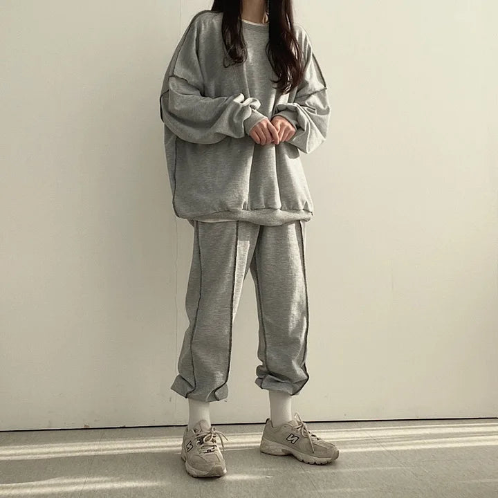 100% Cotton Suit Women's Long-sleeved Trousers Two-piece Korean Version Of Spring  Autumn And Winter Fashion Casual Sportswear 5