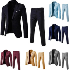 Men Blazer Pants Formal 2pcs Suits Men Wedding Prom Suit Slim Fit Business Work Wear Suits Groom Jacket Men Formal Suit Pants