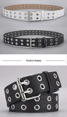 1pc Women's Belt Trend Simple Double Hole Men Belt Punk Hip Hop Rock Style Subculture Y2K Belt Punch Free Belt for Men and Women