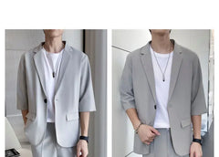 2022 Summer Business Casual Men's Suit Pants Set Loose Jacket Blazer Trousers Two Piece Set Office Professional Suit Tracksuit