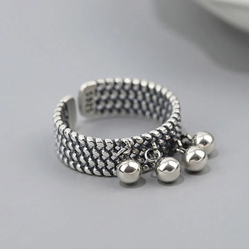 Silver Rings New Trendy Creative Beads Pendant Tassel Geometric Party Jewelry Gifts for Women