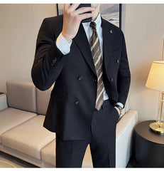 2024 Spring New Ins British Style (suit + Trousers) Trend Slim-fit Business Gentleman Men's Suit Suit Large Size Two-piece Set