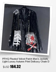 PFHQ Men's Fake 2-piece Patchwork Blazers Handsome Solid Color Single Breasted Worn Out Chain Design Suit Jackets Summer 21Z4541