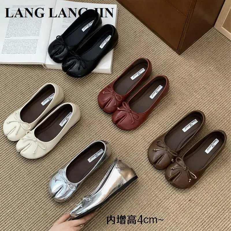 2026 Spring Women Split Toe Mary Jane Lolita Flats Ladies Vintage Kawaii Designer Loafer Elegant Ballerina Inner Heel Shoe Mujer
