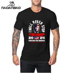 NADANBAO Trump Fight for Donald Trump Not Today Printing T-Shirt Fashion Cotton O-Neck Short Sleeve Casual Women's T Shirt