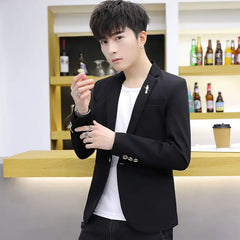 Man Suits and Blazers Cropped Thin Slim Fit Short Jacket for Men Black Fashionable Classic Coats Original Fashion 2024 Summer