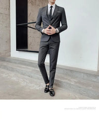 （M-6XL）Blazer Vest Pants High-end Brand Solid Color Formal Business Office Suit Three-piece Set Groom Wedding Show Dress Party