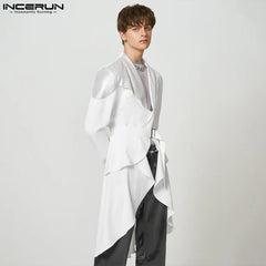 INCERUN Tops 2023 American Style Handsome Men Fashion Flash Splicing Swallowtail Blazer Casual Party Male Long Sleeve Suit S-5XL