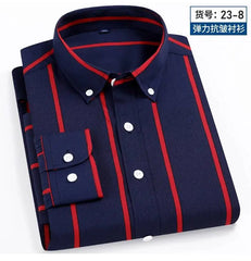 Spring summer men's long-sleeved shirt elastic anti-wrinkle tooling business casual free ironing comfortable breathable slim fit