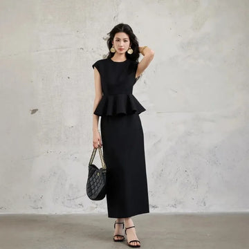 French Style Fashion Suit for Women 2025 Summer New Style Waist Sleeveless Top and Skirt Two-piece Set