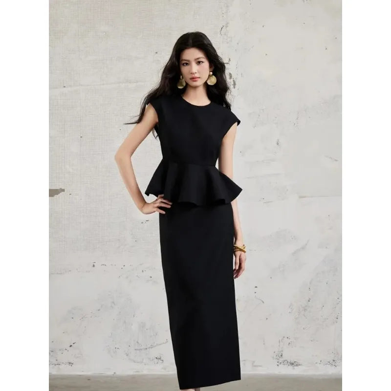 French Style Fashion Suit for Women 2025 Summer New Style Waist Sleeveless Top and Skirt Two-piece Set