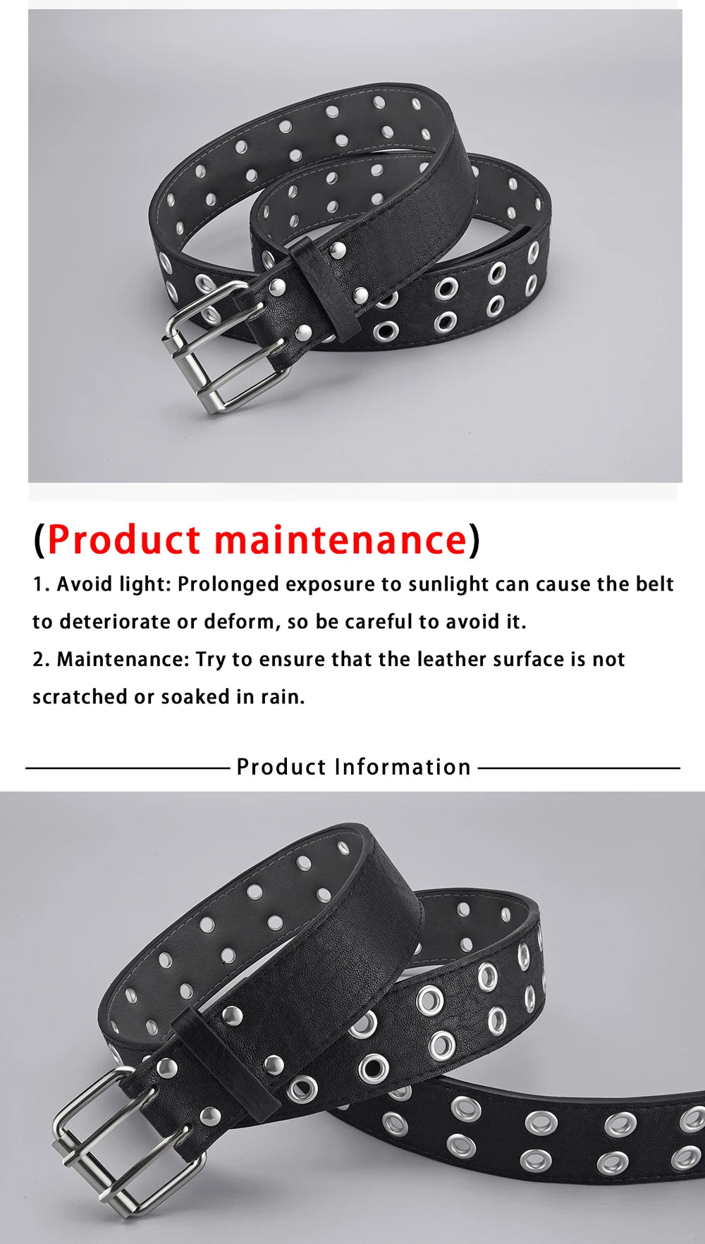 1pc Women's Belt Trend Simple Double Hole Men Belt Punk Hip Hop Rock Style Subculture Y2K Belt Punch Free Belt for Men and Women