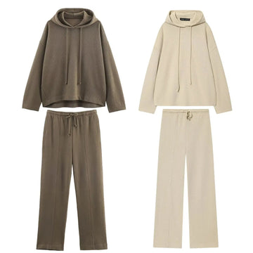 Hoodie with Loose Straight-leg Pants Fashionable Women's  Autumn Casual Soft Hoodie  Versatile Sportswear Two Piece Set