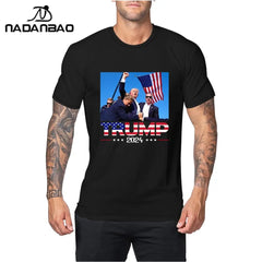 NADANBAO Trump Fight for Donald Trump Not Today Printing T-Shirt Fashion Cotton O-Neck Short Sleeve Casual Women's T Shirt