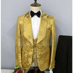 Men's High-End Embroidered Suit Set, Suit Jacket, Vest, Pants, Fit for Party, Banquet, Wedding, exclusive Clothing