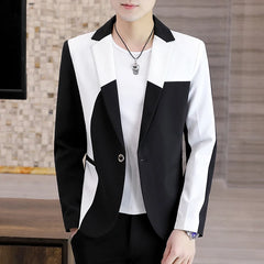 Fashion Splicing Men Blazers Slim Fit Business Casual Suit Jacket Handsome Wedding Groom Social Dress Coat Costume Homme 2022