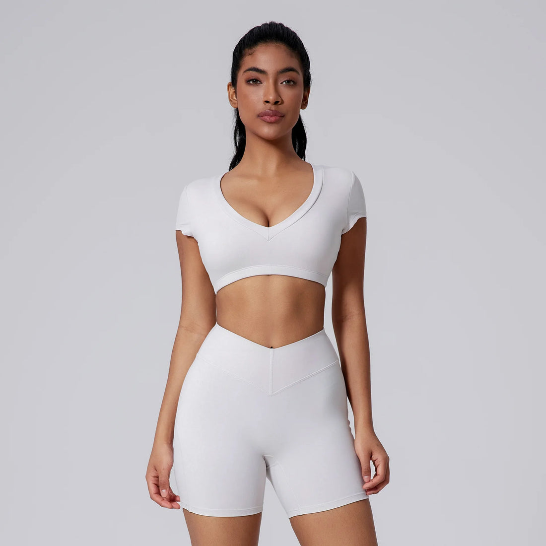 High Waisted Yoga Fitness Set for Women Flattering V-Neck Quick-Dry Sports Tank Breathable Leggings Set for Running/Gym/Workout
