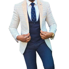 Men's Blazer Business Casual Mens Blazer Jacket One Button Plaid Slim-fit Haute Couture Blazer Thin Suit Men's Clothing for Men