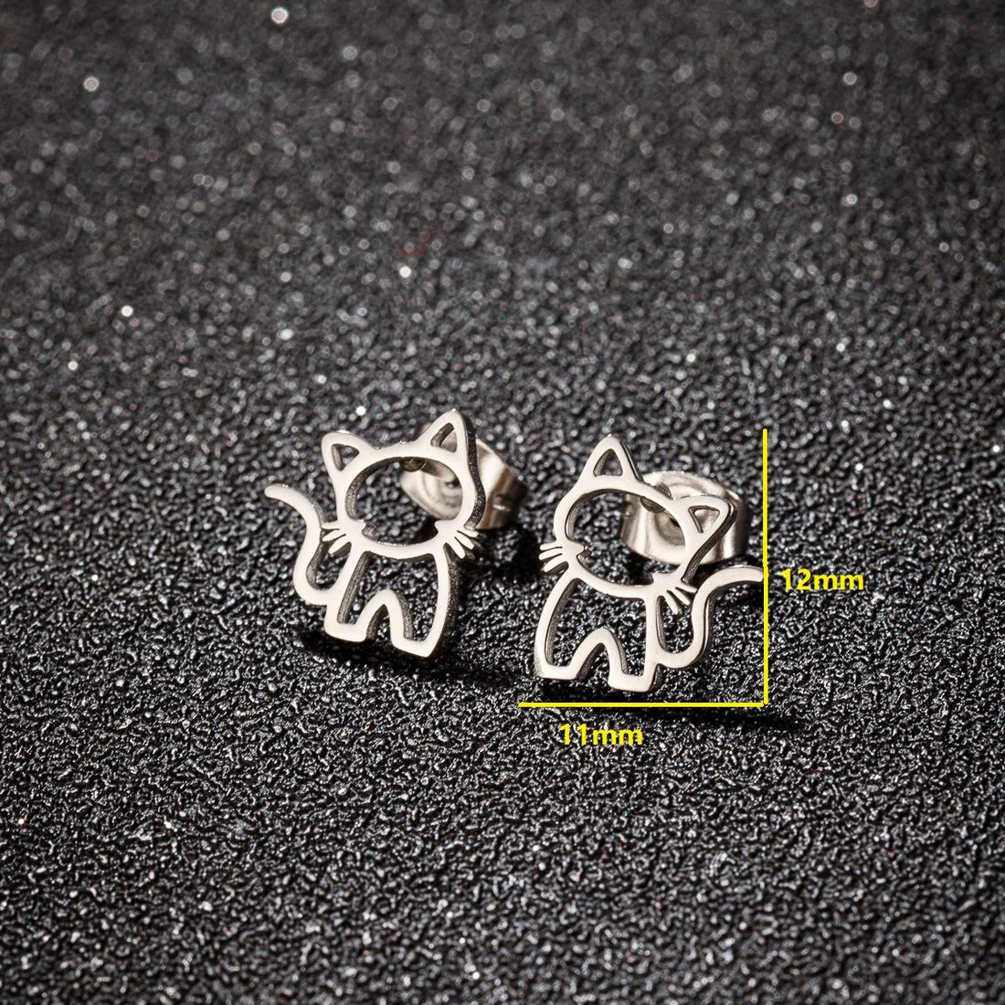 1 Pair Cute Cat Stainless Steel Stud Earrings for Mens Womens Punk  Students Gifts Trend Fashion Small Ear Studs Jewelry