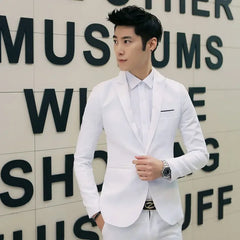 New Casual Western-style Men's Blazer Slim Fit Korean Fashion Business Suit Jacket Smooths Your Silhouette Lightweight