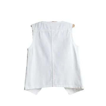 Spring New Women Short Denim Vest Single Breasted Korean Sleeveless Jacket Casual Thin Slim Jeans Waistcoat Female Tops T1115