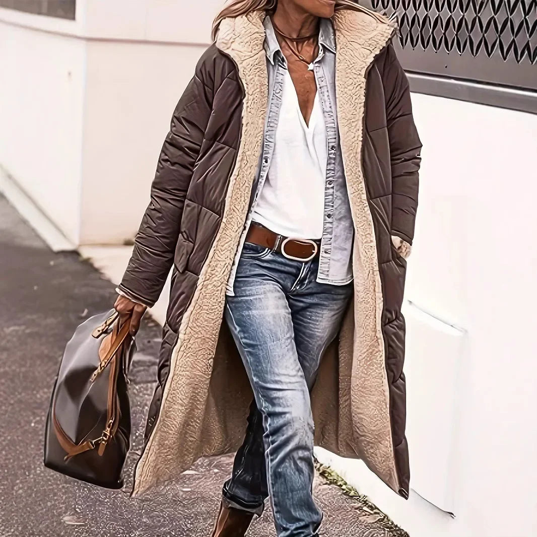 Thickened Double-Sided Wear Women's Jacket Long Fleece Winter Warm Cotton Coat Extended Length Winter Outerwear Coat