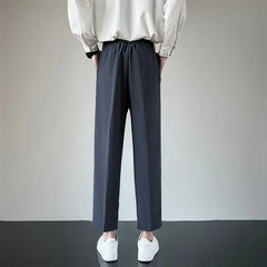 2024 Summer New Men's Straight-leg Casual Suit Pants Lightweight Korean Style Trousers Fashionable Cropped Pants