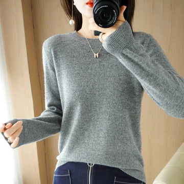 Autumn Winter Women's Sweater O-neck Cashmere Solid Pullovers Slim Bottoming Shirt Long Sleeve Casual Basic Pull Femme Sweater