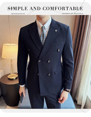 2024 Spring New Ins British Style (suit + Trousers) Trend Slim-fit Business Gentleman Men's Suit Suit Large Size Two-piece Set