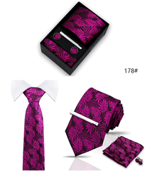 Tie For Men Tie Clips Set Silk Necktie Man Wedding Blouses Dress Cufflinks Gift Box Pocket Square Clip Business Skinny Gravetas