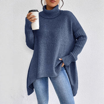 Autumn and winter loose fashion casual shoulder turtleneck thick needle sweater knitted sweater sweater sweater women