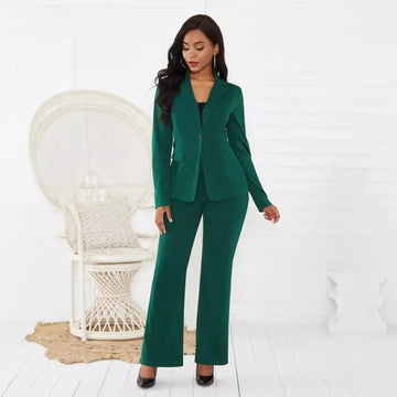 Solid Color Blazer Professional Women's Suit Set 2025 Autumn Winter New Fashion Slim-fit One Button Suit Pants Office 2piece Set