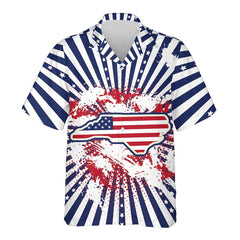 USA California Virginia Michigan Map Flag Graphic Shirts For Men Clothes America Florida Patriotic Lapel Blouse Male Shirt Tops